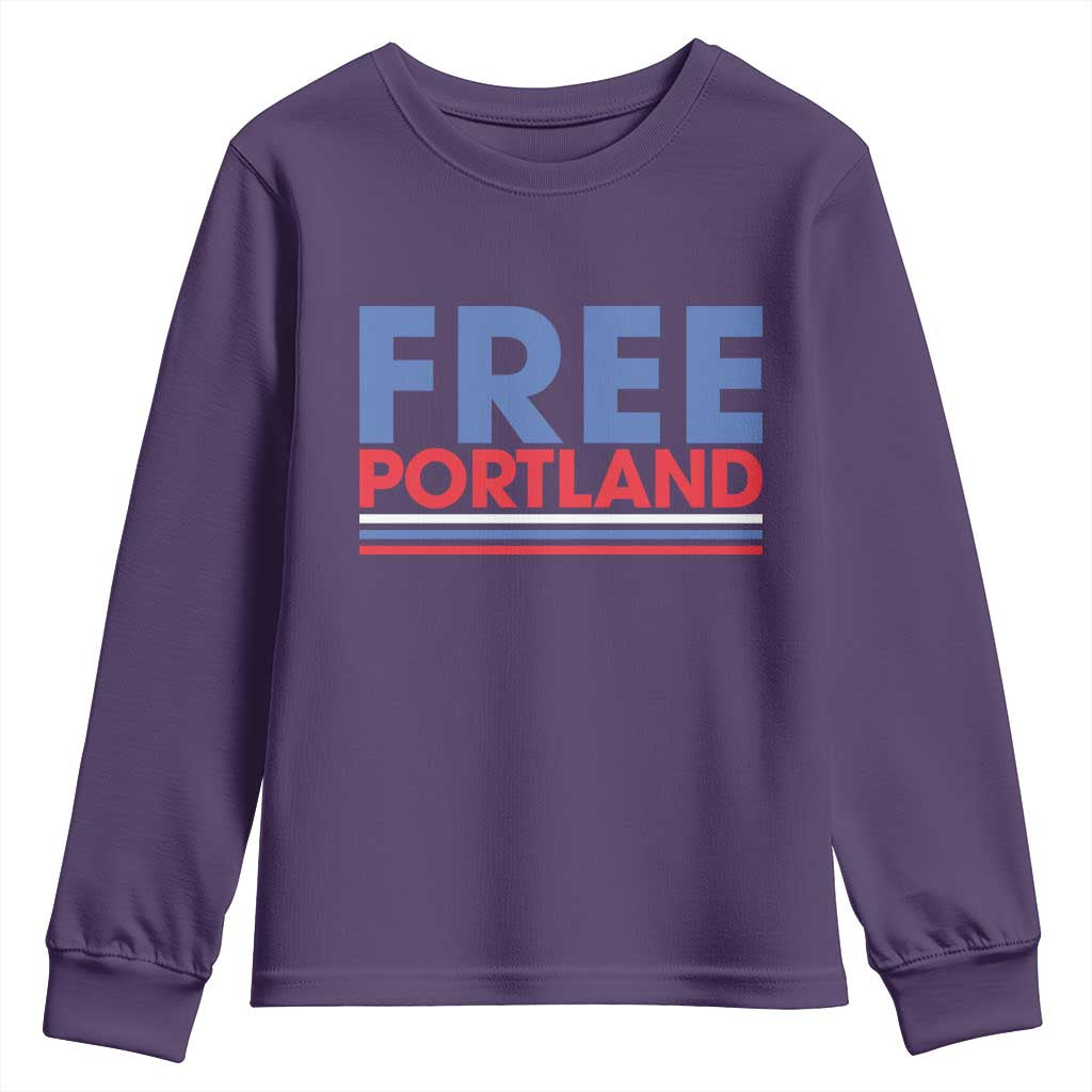 Free Portland Bold Patriotic Youth Sweatshirt Red White and Blue Protest Statement - Wonder Print Shop