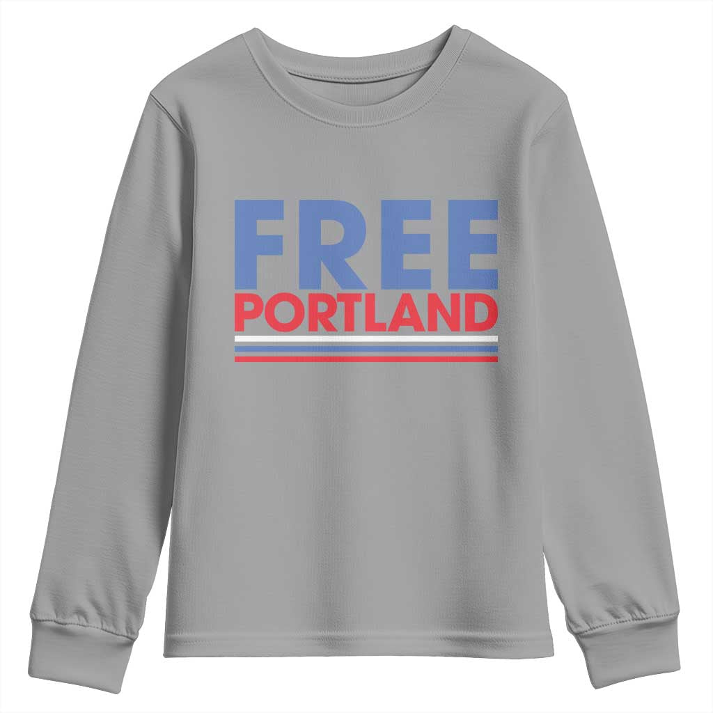Free Portland Bold Patriotic Youth Sweatshirt Red White and Blue Protest Statement - Wonder Print Shop