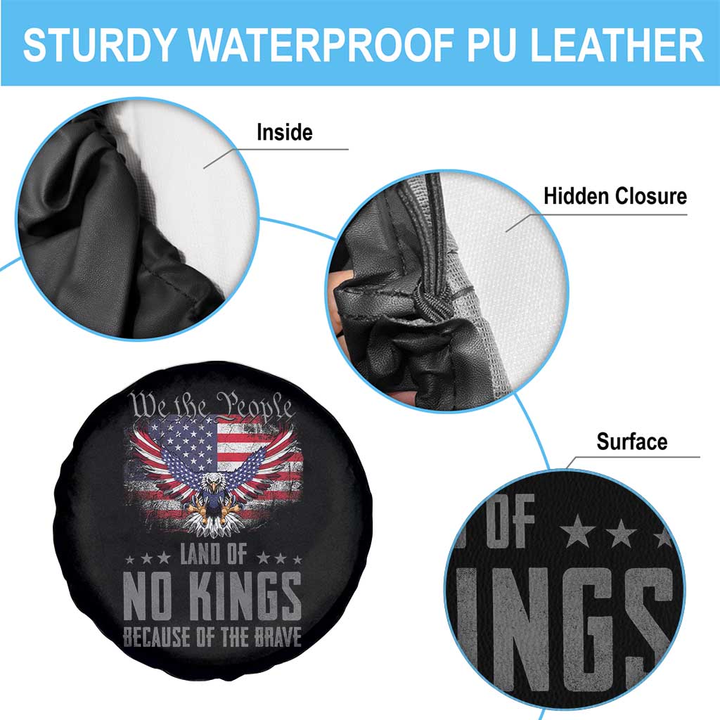 America Land of No Kings Spare Tire Cover Because of the Brave We The People Patriotic Eagle - Wonder Print Shop