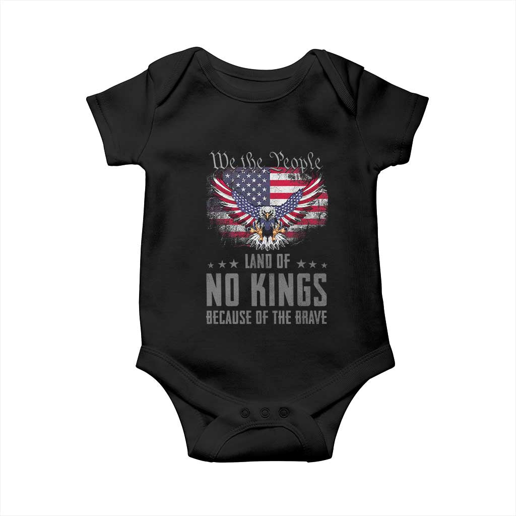 America Land of No Kings Baby Onesie Because of the Brave We The People Patriotic Eagle - Wonder Print Shop