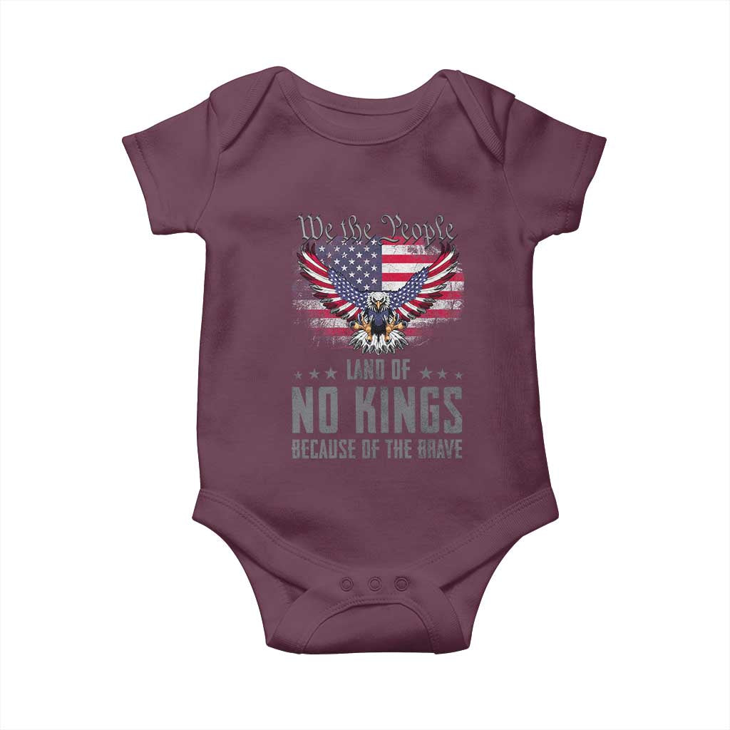 America Land of No Kings Baby Onesie Because of the Brave We The People Patriotic Eagle - Wonder Print Shop