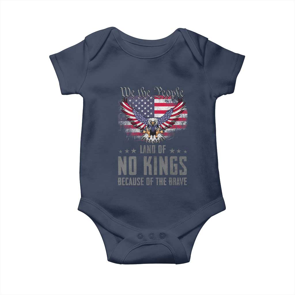 America Land of No Kings Baby Onesie Because of the Brave We The People Patriotic Eagle - Wonder Print Shop