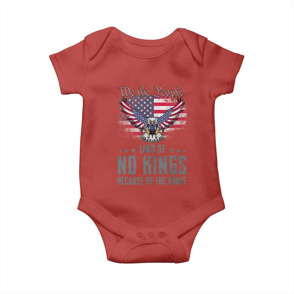 America Land of No Kings Baby Onesie Because of the Brave We The People Patriotic Eagle - Wonder Print Shop