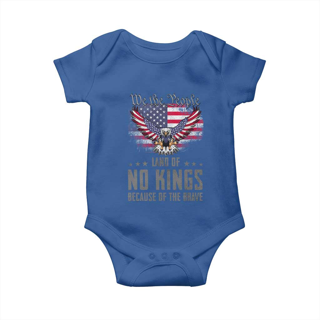 America Land of No Kings Baby Onesie Because of the Brave We The People Patriotic Eagle - Wonder Print Shop