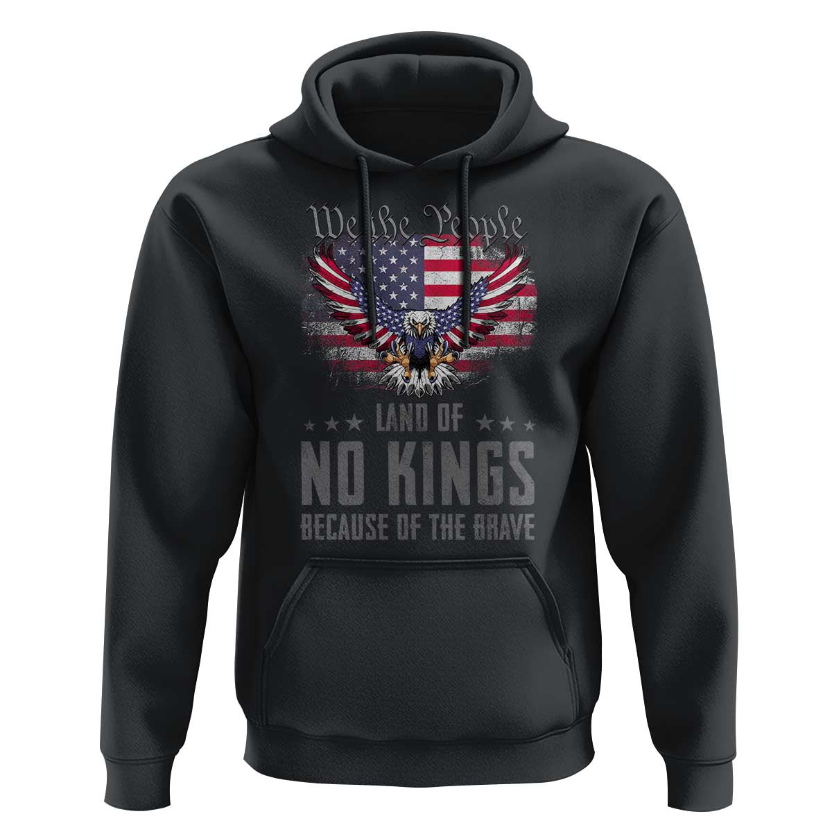 America Land of No Kings Hoodie Because of the Brave We The People Patriotic Eagle - Wonder Print Shop