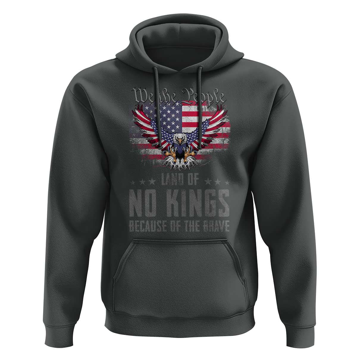 America Land of No Kings Hoodie Because of the Brave We The People Patriotic Eagle - Wonder Print Shop