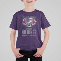 America Land of No Kings T Shirt For Kid Because of the Brave We The People Patriotic Eagle - Wonder Print Shop