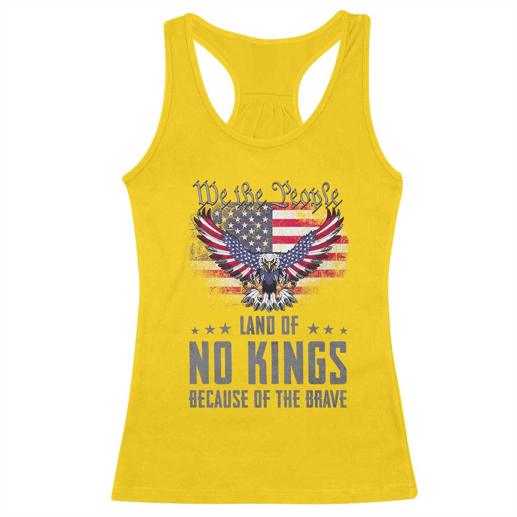America Land of No Kings Racerback Tank Top Because of the Brave We The People Patriotic Eagle - Wonder Print Shop