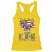 America Land of No Kings Racerback Tank Top Because of the Brave We The People Patriotic Eagle - Wonder Print Shop