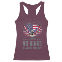 America Land of No Kings Racerback Tank Top Because of the Brave We The People Patriotic Eagle - Wonder Print Shop