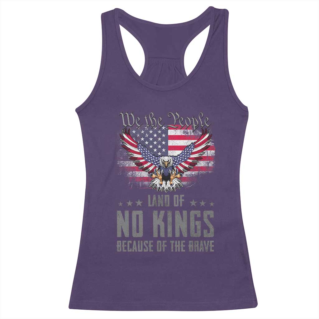 America Land of No Kings Racerback Tank Top Because of the Brave We The People Patriotic Eagle - Wonder Print Shop