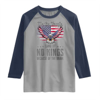 America Land of No Kings Raglan Shirt Because of the Brave We The People Patriotic Eagle - Wonder Print Shop