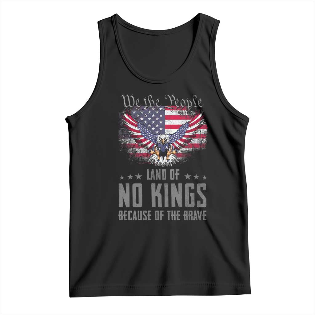 America Land of No Kings Tank Top Because of the Brave We The People Patriotic Eagle - Wonder Print Shop