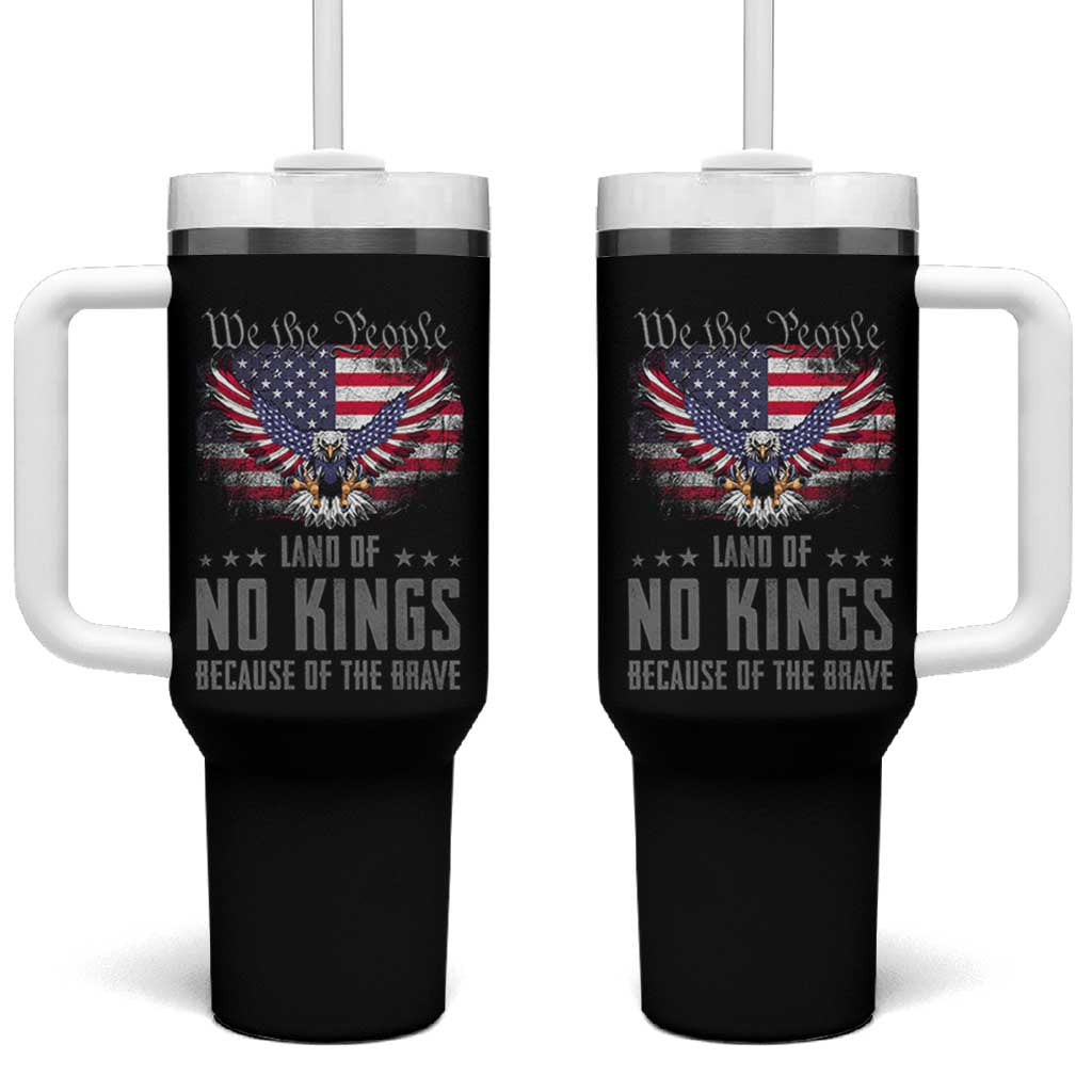 America Land of No Kings Tumbler With Handle Because of the Brave We The People Patriotic Eagle - Wonder Print Shop