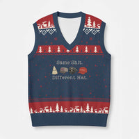 Same Shit Different Hat V-Neck Knit Sweater Vest - Wonder Print Shop