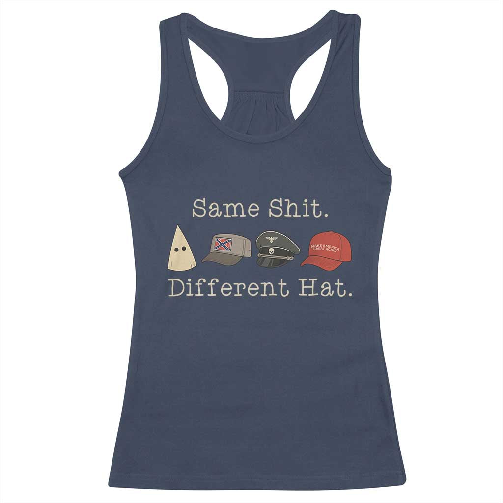 Same Shit Different Hat Racerback Tank Top - Wonder Print Shop