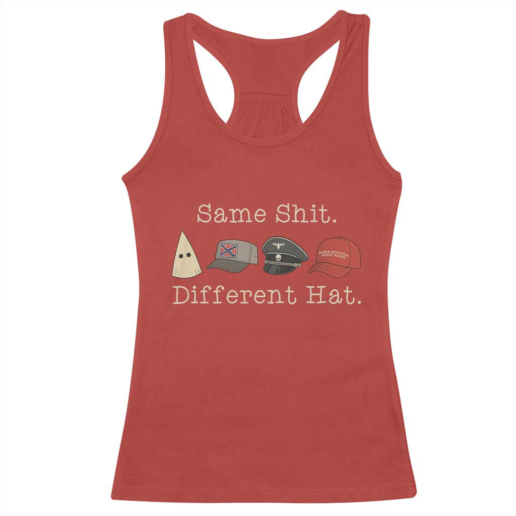 Same Shit Different Hat Racerback Tank Top - Wonder Print Shop