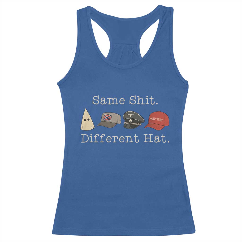 Same Shit Different Hat Racerback Tank Top - Wonder Print Shop