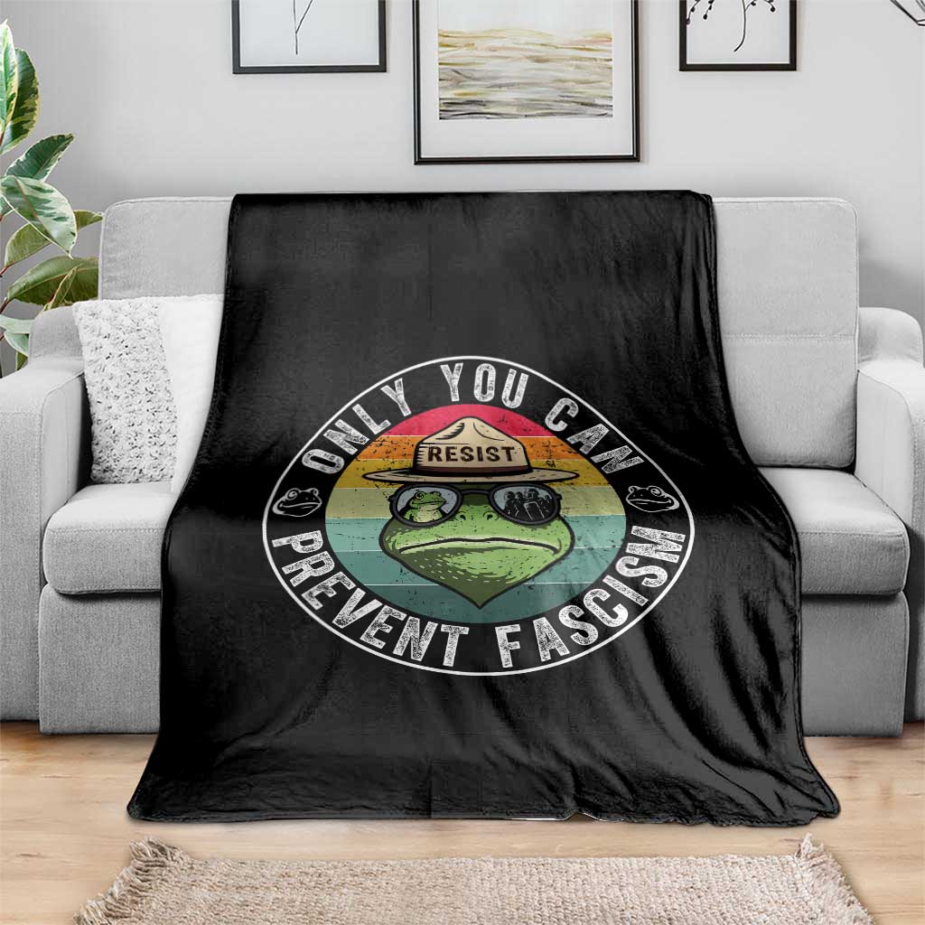 Only You Can Prevent Fascism Frog Resist Protest Throw Blanket Free Portland Oregon Freedom Retro - Wonder Print Shop