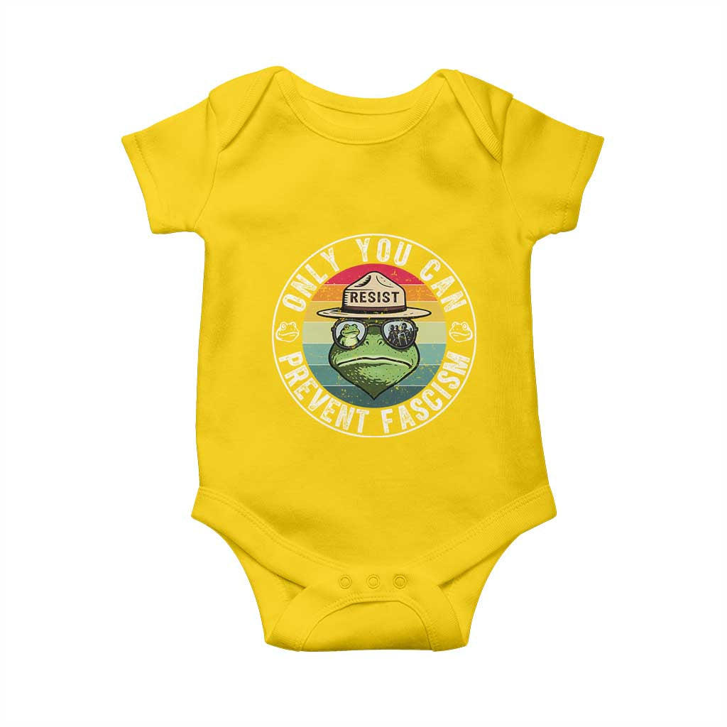 Only You Can Prevent Fascism Frog Resist Protest Baby Onesie Free Portland Oregon Freedom Retro - Wonder Print Shop