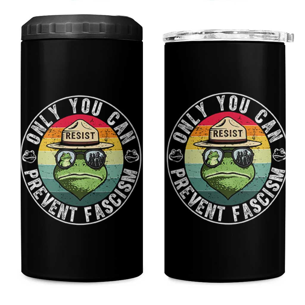 Only You Can Prevent Fascism Frog Resist Protest 4 in 1 Can Cooler Tumbler Free Portland Oregon Freedom Retro - Wonder Print Shop