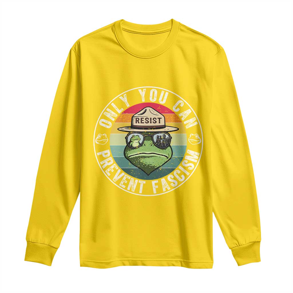 Only You Can Prevent Fascism Frog Resist Protest Long Sleeve Shirt Free Portland Oregon Freedom Retro - Wonder Print Shop