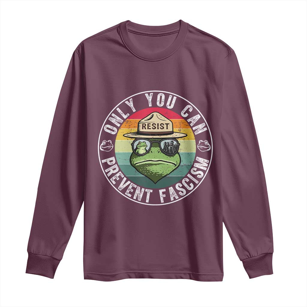 Only You Can Prevent Fascism Frog Resist Protest Long Sleeve Shirt Free Portland Oregon Freedom Retro - Wonder Print Shop