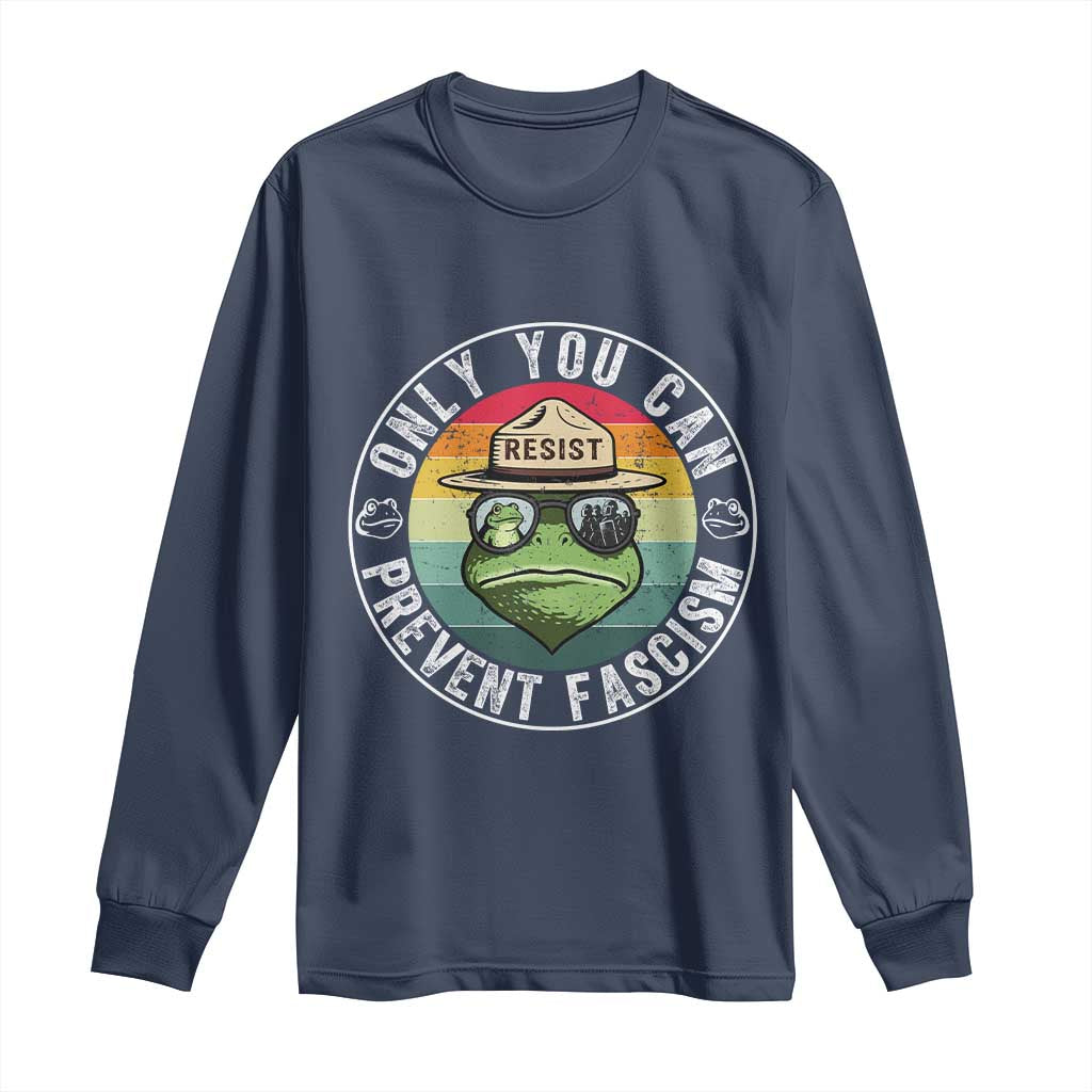 Only You Can Prevent Fascism Frog Resist Protest Long Sleeve Shirt Free Portland Oregon Freedom Retro - Wonder Print Shop
