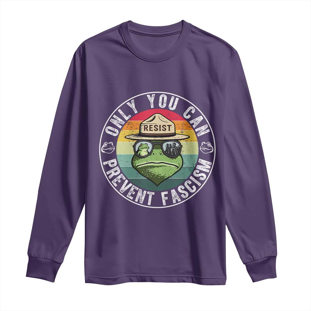 Only You Can Prevent Fascism Frog Resist Protest Long Sleeve Shirt Free Portland Oregon Freedom Retro - Wonder Print Shop