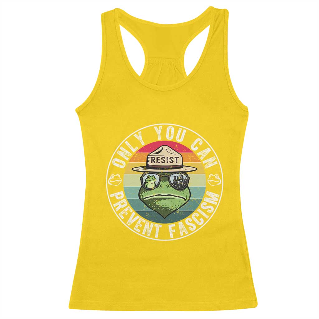 Only You Can Prevent Fascism Frog Resist Protest Racerback Tank Top Free Portland Oregon Freedom Retro - Wonder Print Shop