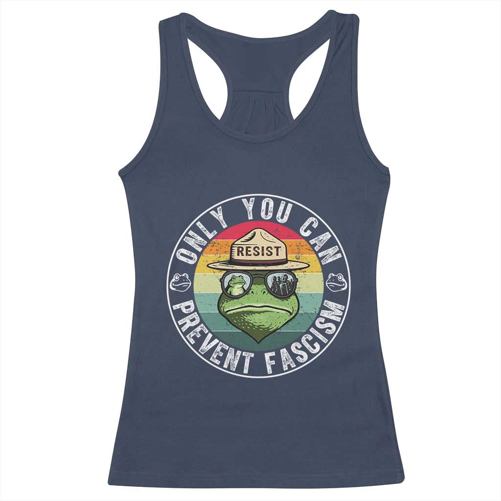 Only You Can Prevent Fascism Frog Resist Protest Racerback Tank Top Free Portland Oregon Freedom Retro - Wonder Print Shop