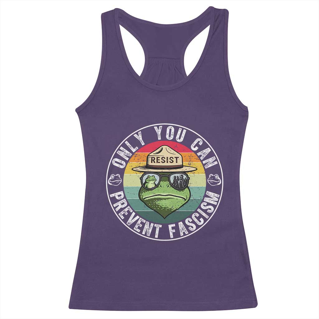 Only You Can Prevent Fascism Frog Resist Protest Racerback Tank Top Free Portland Oregon Freedom Retro - Wonder Print Shop