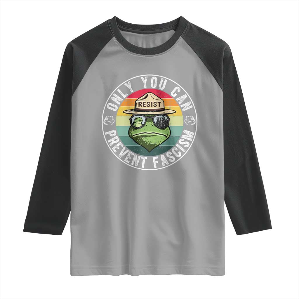Only You Can Prevent Fascism Frog Resist Protest Raglan Shirt Free Portland Oregon Freedom Retro - Wonder Print Shop