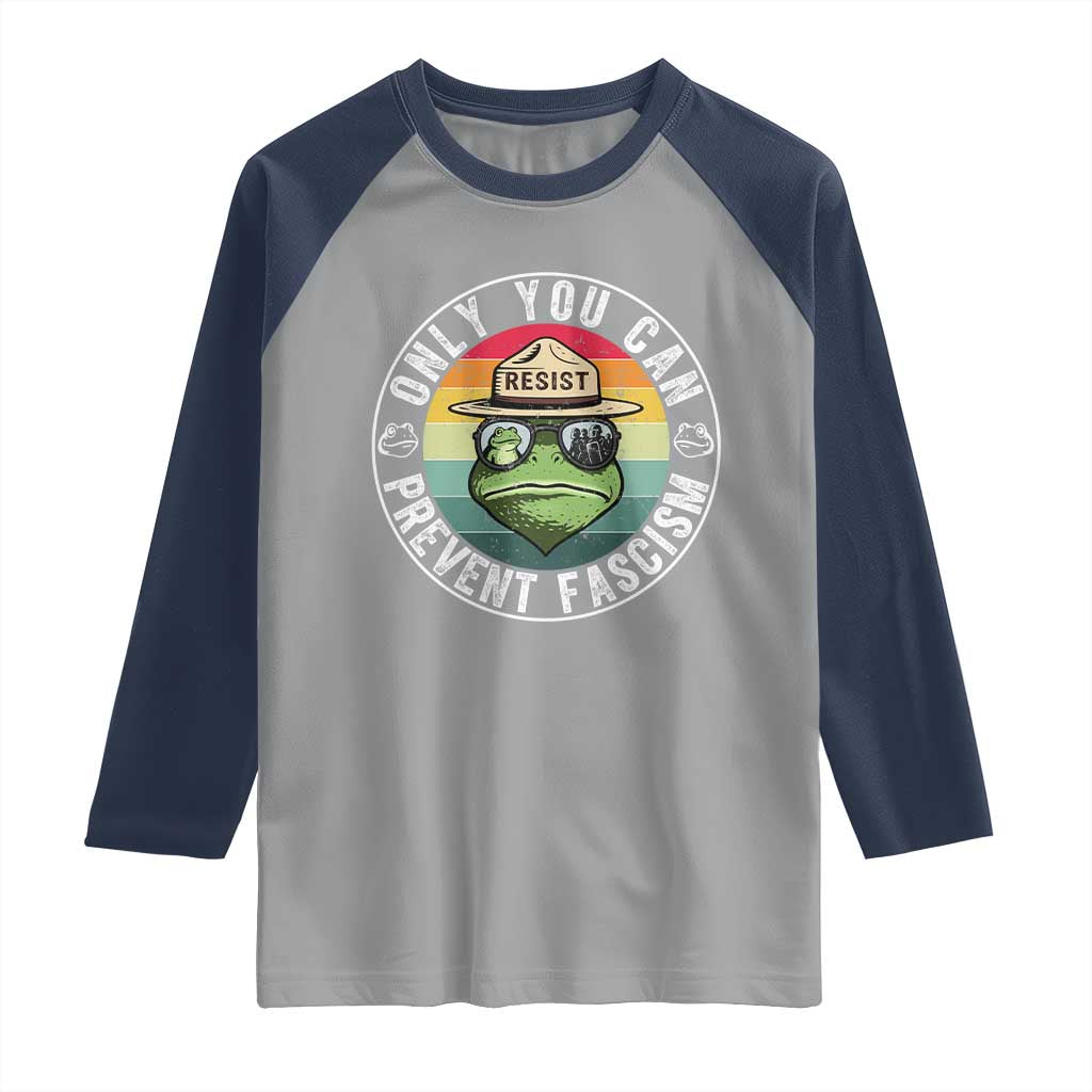 Only You Can Prevent Fascism Frog Resist Protest Raglan Shirt Free Portland Oregon Freedom Retro - Wonder Print Shop