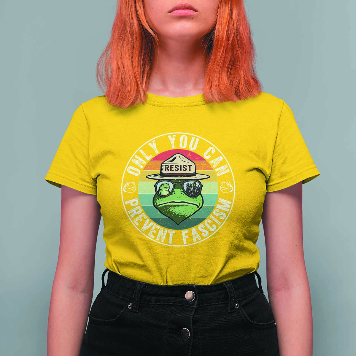 Only You Can Prevent Fascism Frog Resist Protest T Shirt For Women Free Portland Oregon Freedom Retro - Wonder Print Shop