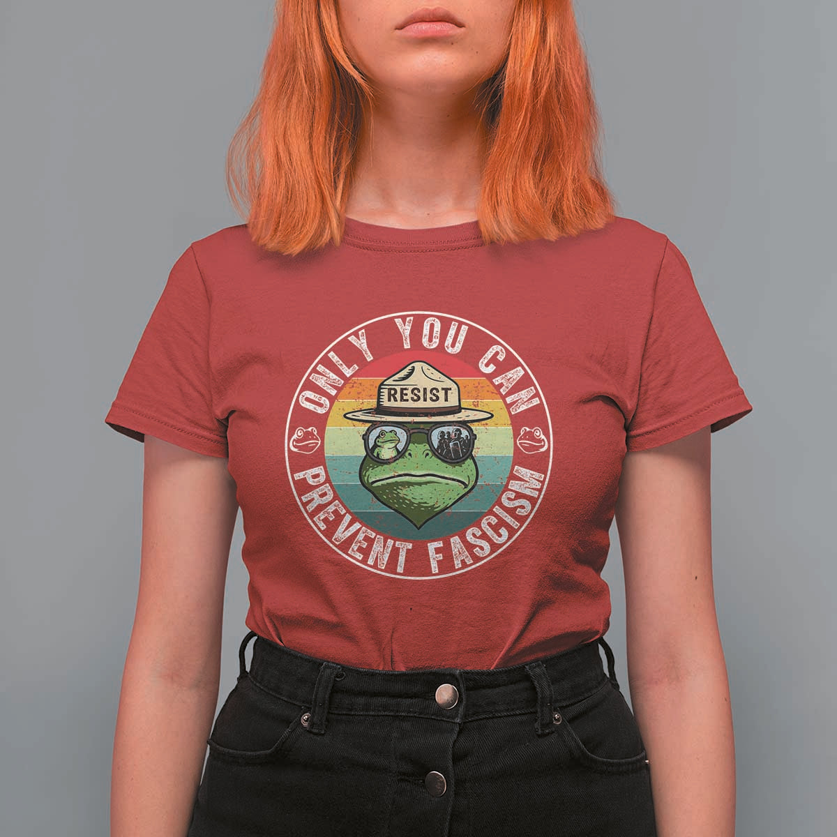 Only You Can Prevent Fascism Frog Resist Protest T Shirt For Women Free Portland Oregon Freedom Retro - Wonder Print Shop