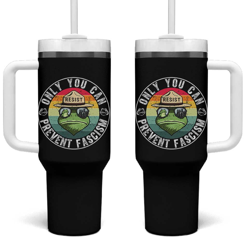 Only You Can Prevent Fascism Frog Resist Protest Tumbler With Handle Free Portland Oregon Freedom Retro - Wonder Print Shop