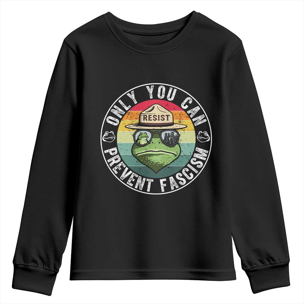 Only You Can Prevent Fascism Frog Resist Protest Youth Sweatshirt Free Portland Oregon Freedom Retro - Wonder Print Shop
