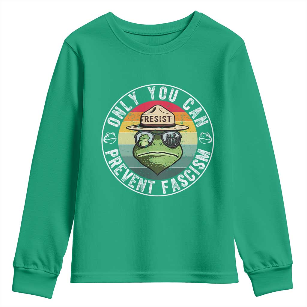 Only You Can Prevent Fascism Frog Resist Protest Youth Sweatshirt Free Portland Oregon Freedom Retro - Wonder Print Shop