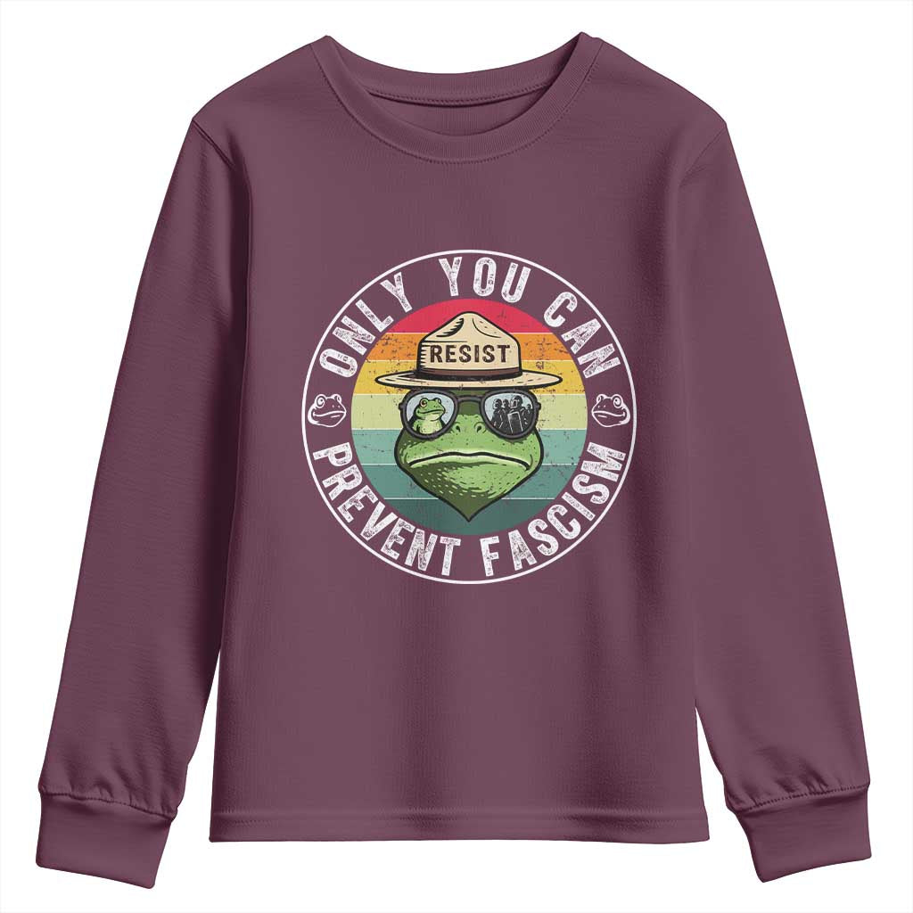Only You Can Prevent Fascism Frog Resist Protest Youth Sweatshirt Free Portland Oregon Freedom Retro - Wonder Print Shop