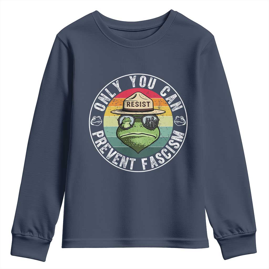 Only You Can Prevent Fascism Frog Resist Protest Youth Sweatshirt Free Portland Oregon Freedom Retro - Wonder Print Shop