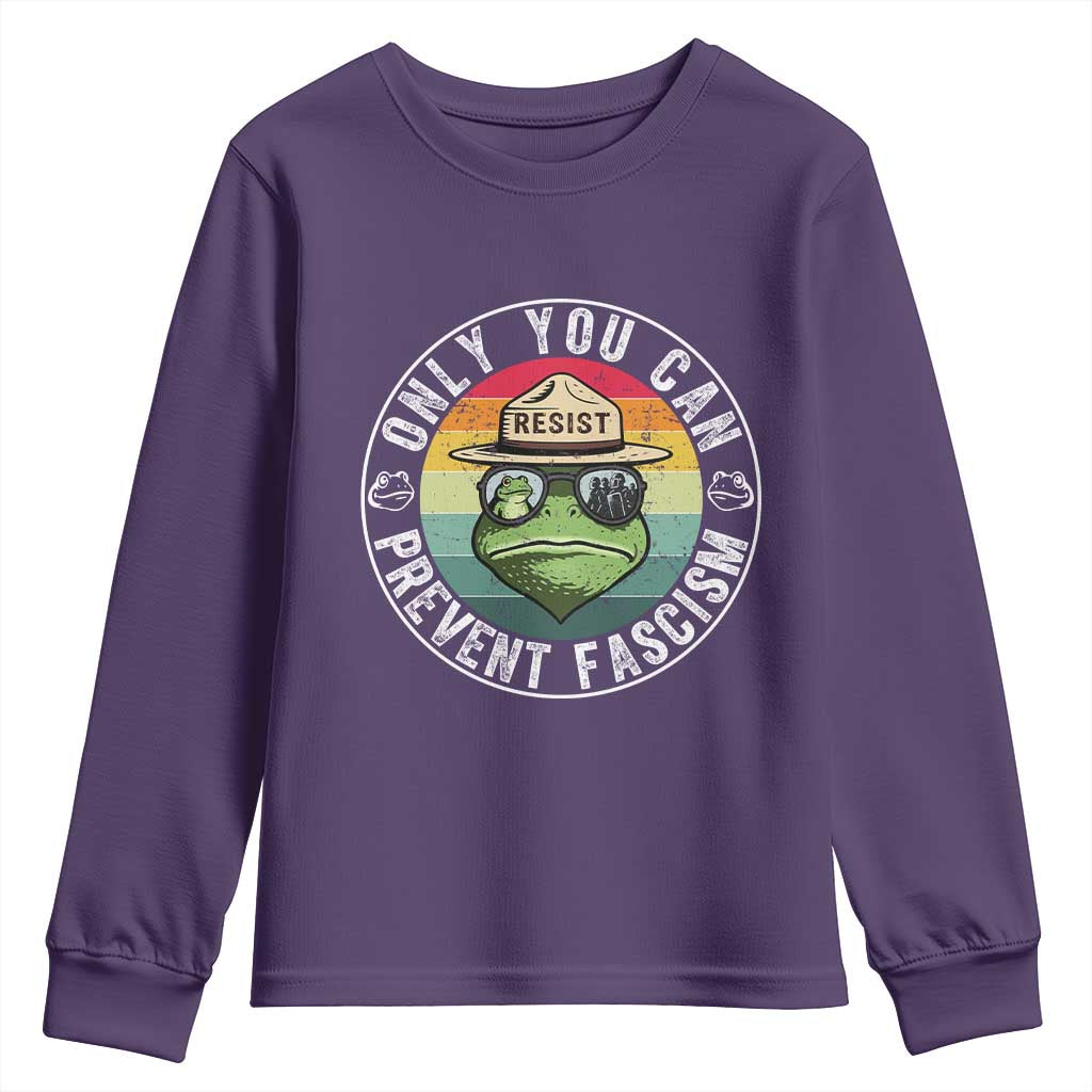 Only You Can Prevent Fascism Frog Resist Protest Youth Sweatshirt Free Portland Oregon Freedom Retro - Wonder Print Shop