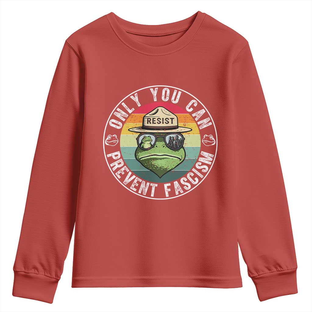 Only You Can Prevent Fascism Frog Resist Protest Youth Sweatshirt Free Portland Oregon Freedom Retro - Wonder Print Shop