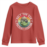 Only You Can Prevent Fascism Frog Resist Protest Youth Sweatshirt Free Portland Oregon Freedom Retro - Wonder Print Shop