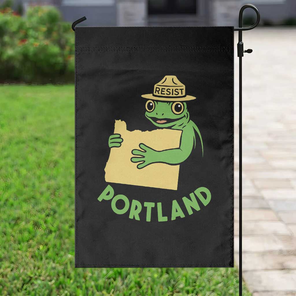 Portland Frog Resist Garden Flag Oregon Map Vintage Graphic - Wonder Print Shop