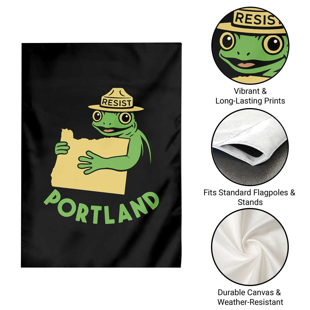 Portland Frog Resist Garden Flag Oregon Map Vintage Graphic - Wonder Print Shop
