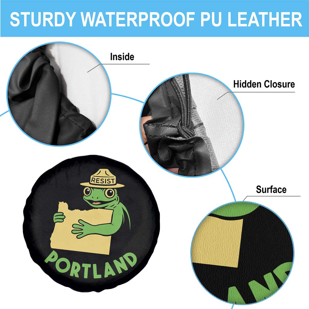 Portland Frog Resist Spare Tire Cover Oregon Map Vintage Graphic - Wonder Print Shop