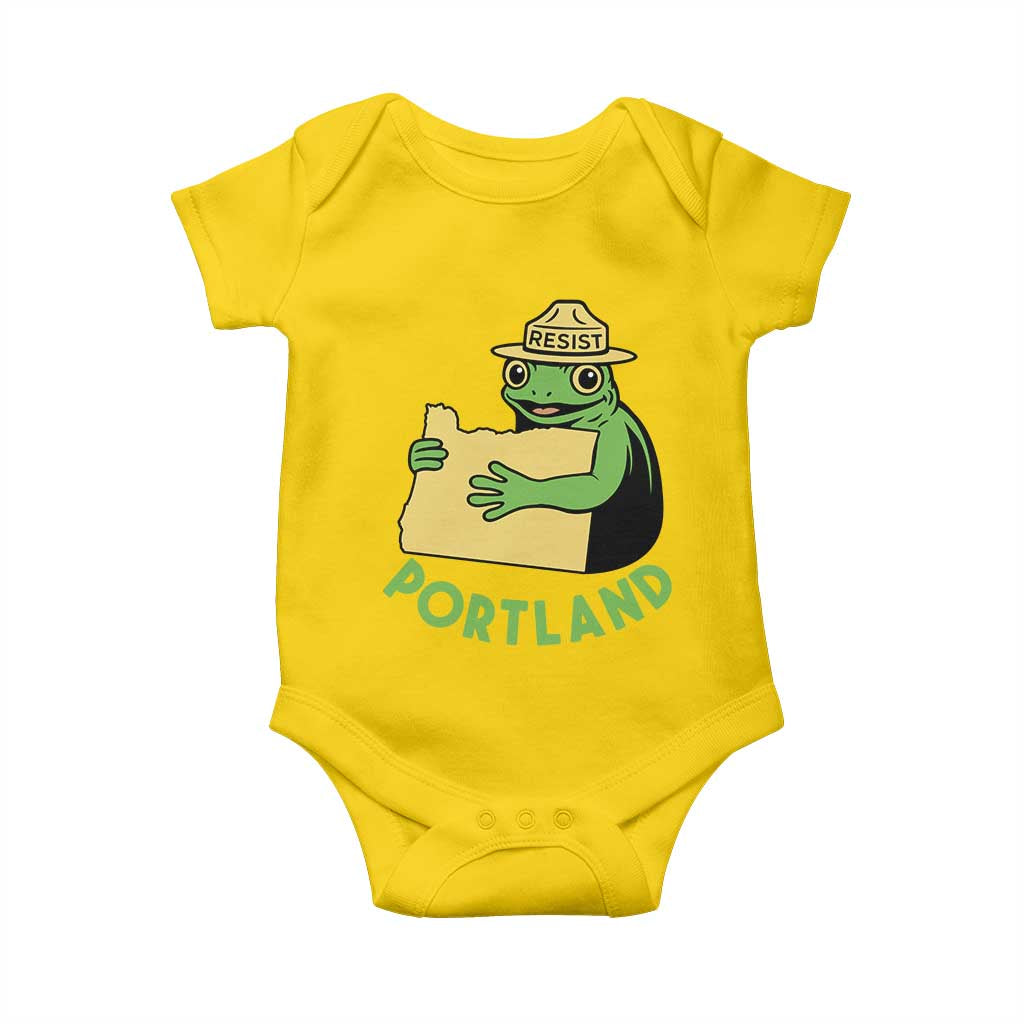 Portland Frog Resist Baby Onesie Oregon Map Vintage Graphic - Wonder Print Shop