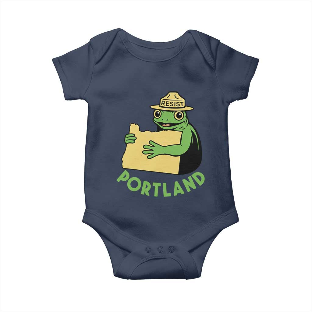Portland Frog Resist Baby Onesie Oregon Map Vintage Graphic - Wonder Print Shop
