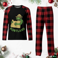 Portland Frog Resist Plaid Pajama Set Oregon Map Vintage Graphic - Wonder Print Shop